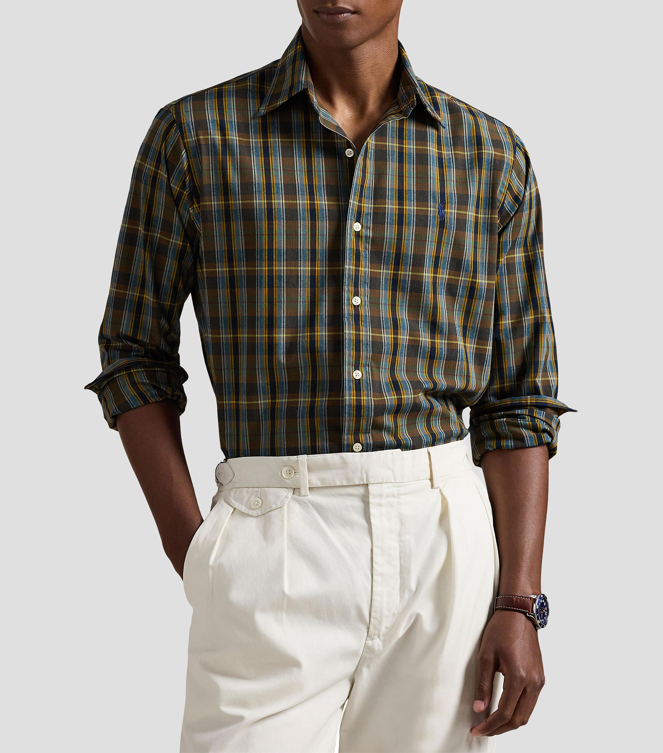 Camisa cuadros manga larga Hombre